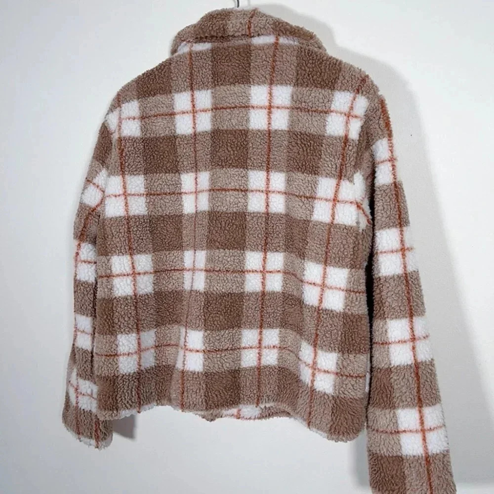 7 For All Mankind Brown Teddy Crop Jacket - Picture 12 of 15